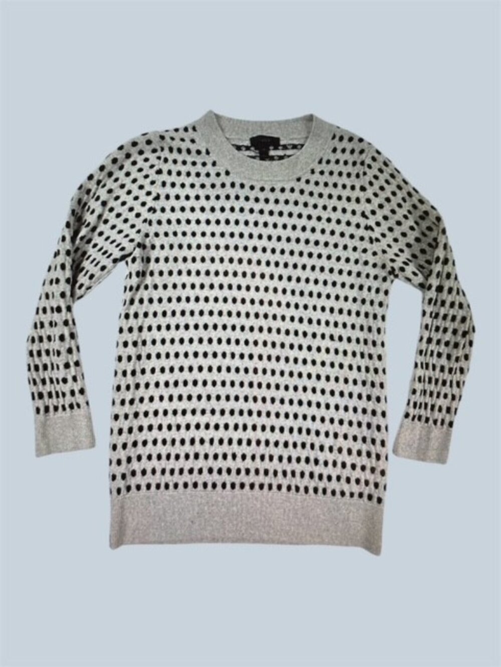 J. Crew 100% Merino Wool Polka Dot Sweater Grey/Black Crew Neck